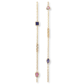 9ct Yellow Gold Pink Topaz & Iolite Diamond Cut Belcher Necklace