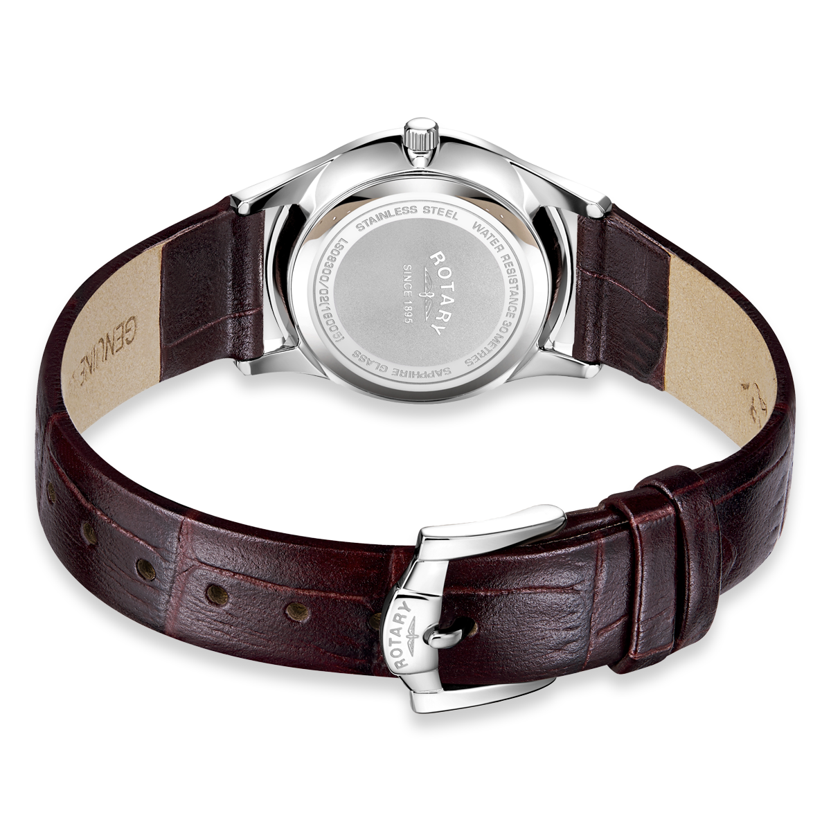 Rotary Ultra Slim Watch, Mother of Pearl Dial with Brown Leather Strap - LS08300/02
