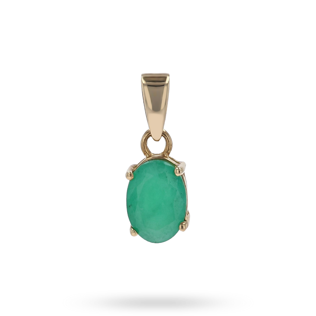 9ct Yellow Gold Oval Emerald Solitaire Pendant