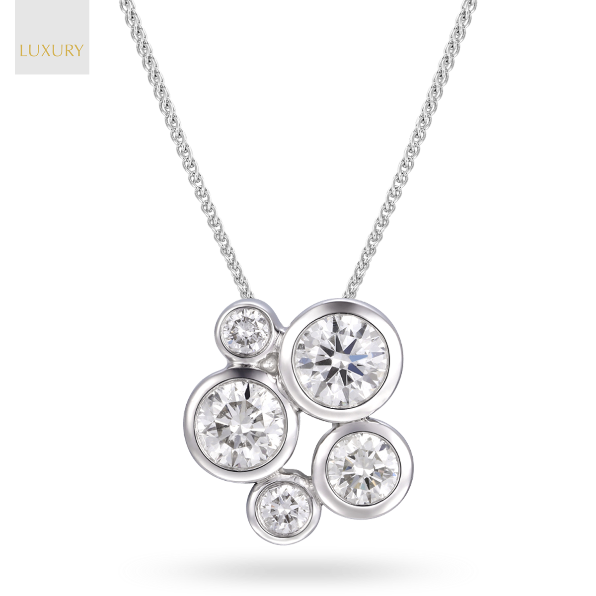 18ct White Gold 0.58cts Diamond Bubble Pendant & Chain