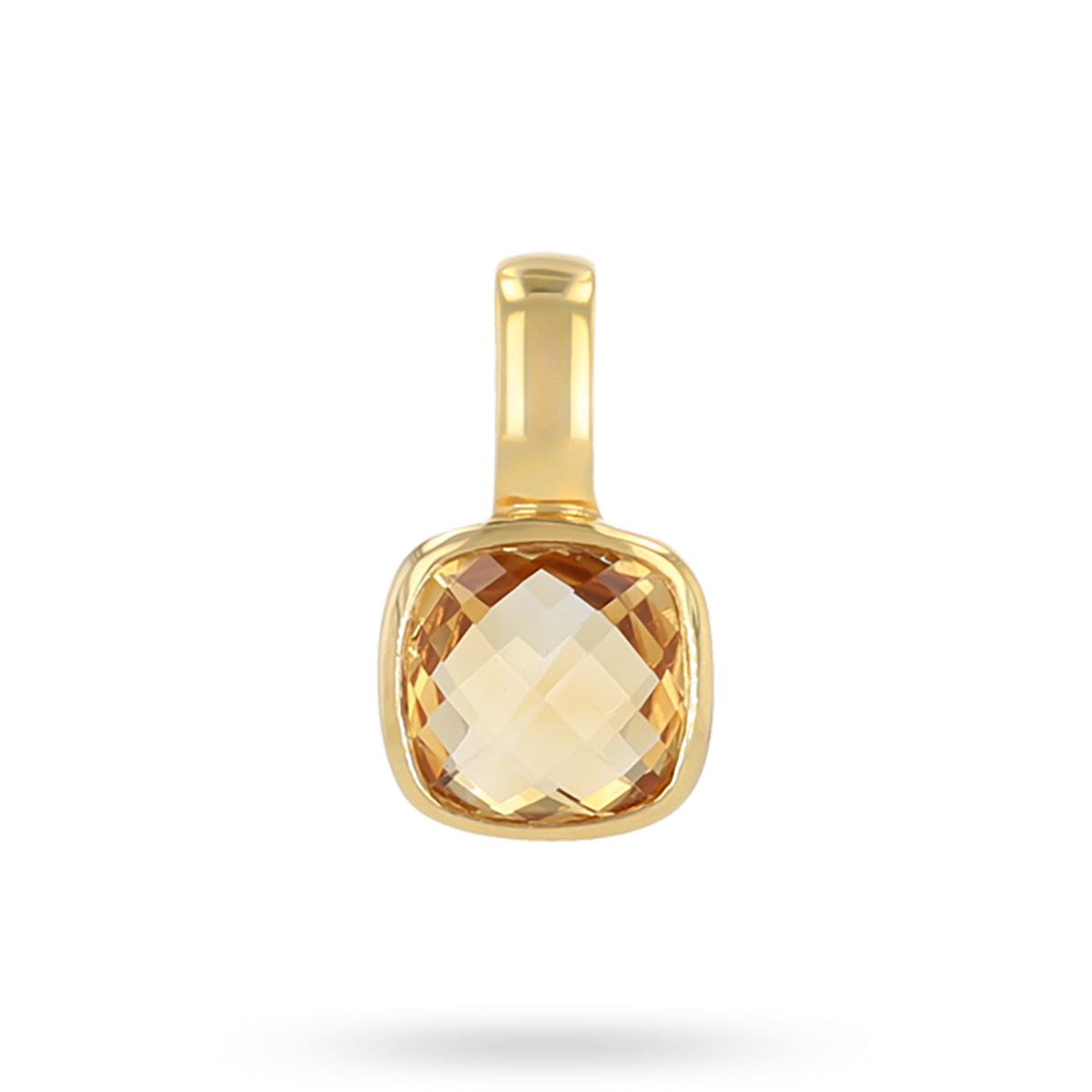 18ct Yellow Gold Cushion Shaped Citrine Solitaire Pendant