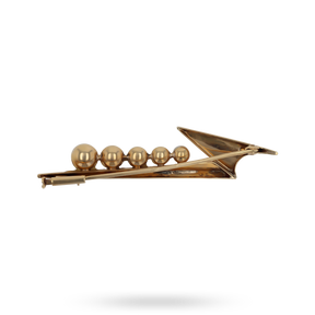 14ct Yellow Gold Graduated Imitation Pearl Lightning Bolt Brooch