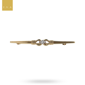 9ct Yellow Gold Diamond Solitaire Bar Brooch