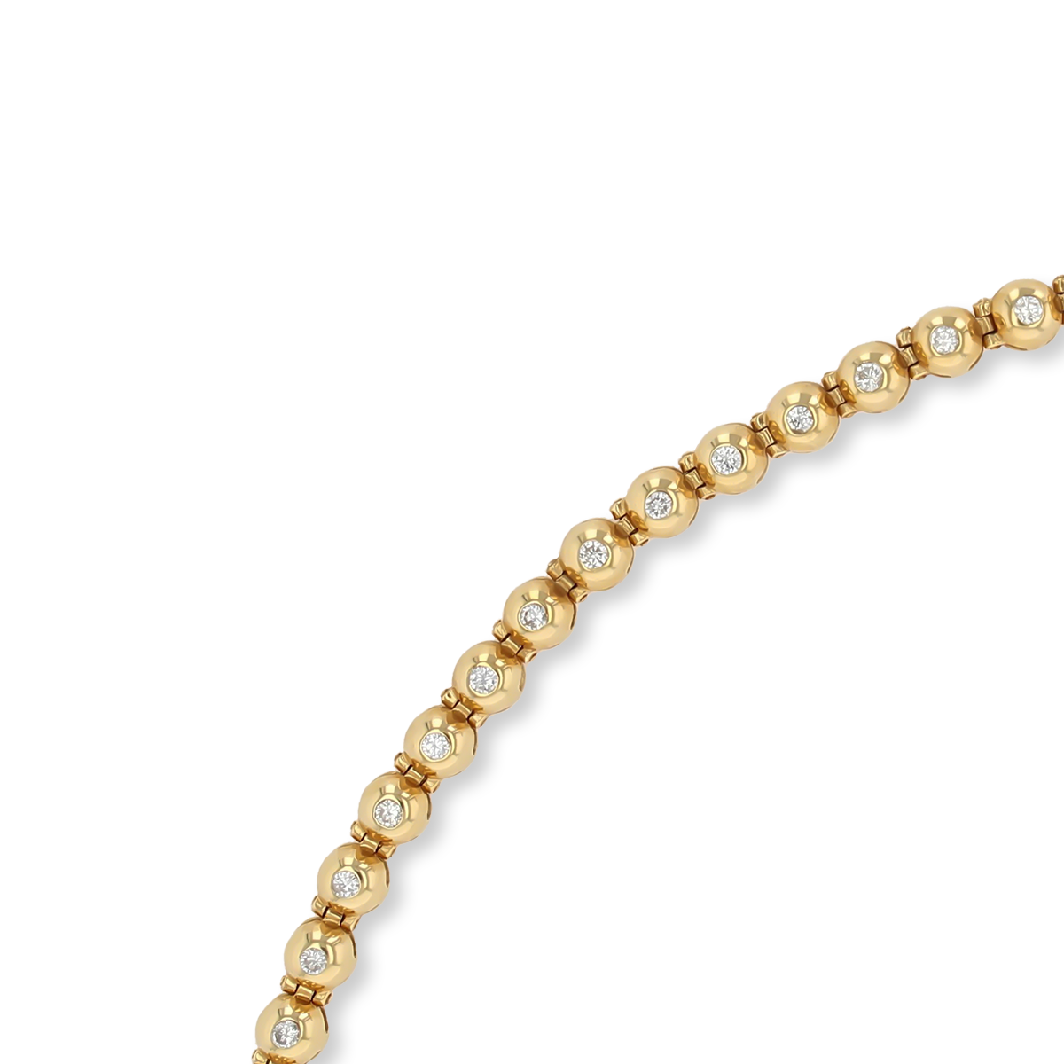 18ct Yellow Gold Diamond Set Bubble Tennis Bracelet
