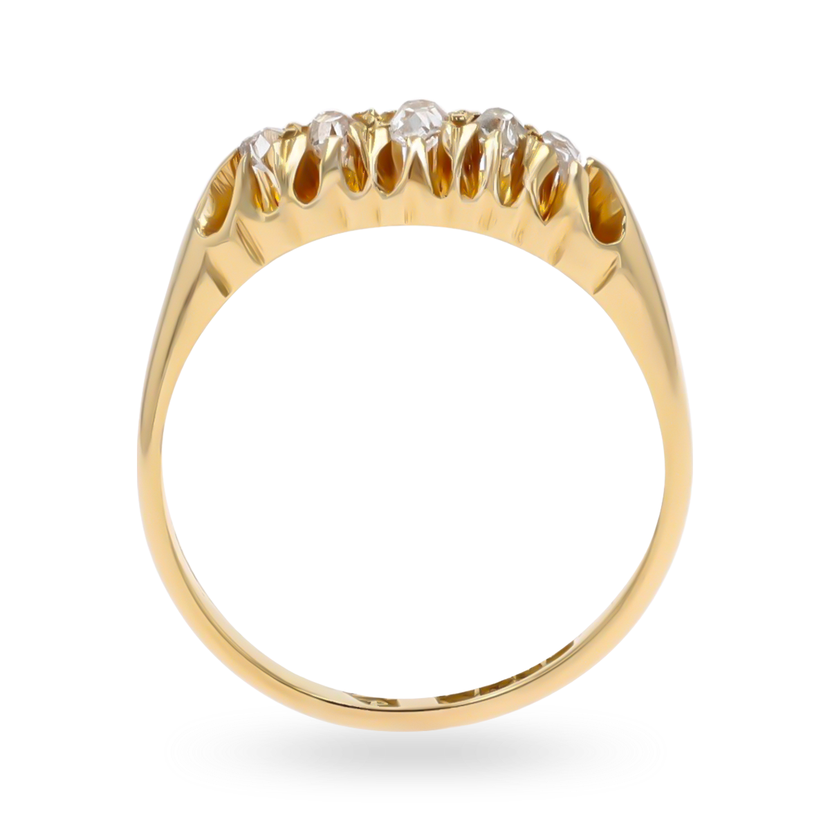 18ct Yellow Gold Old Mine Cut Diamond Five Stone Victorian Ring