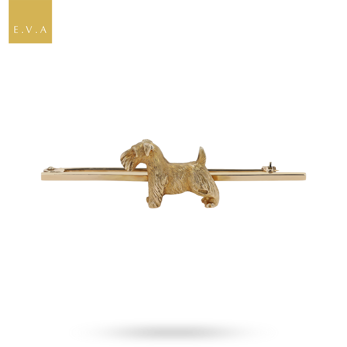 9ct Yellow Gold Scottish Terrier Bar Brooch