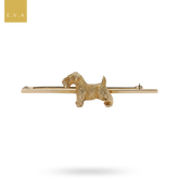 9ct Yellow Gold Scottish Terrier Bar Brooch