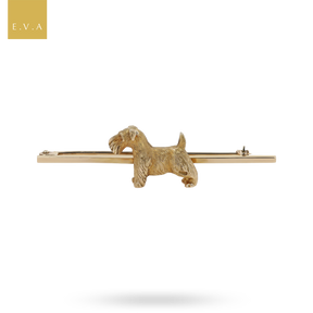 9ct Yellow Gold Scottish Terrier Bar Brooch