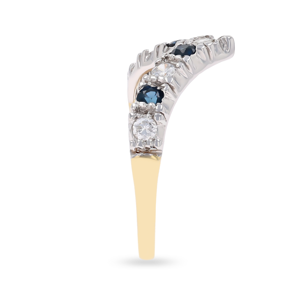 18ct Yellow Gold Diamond & Sapphire Wishbone Eternity Ring