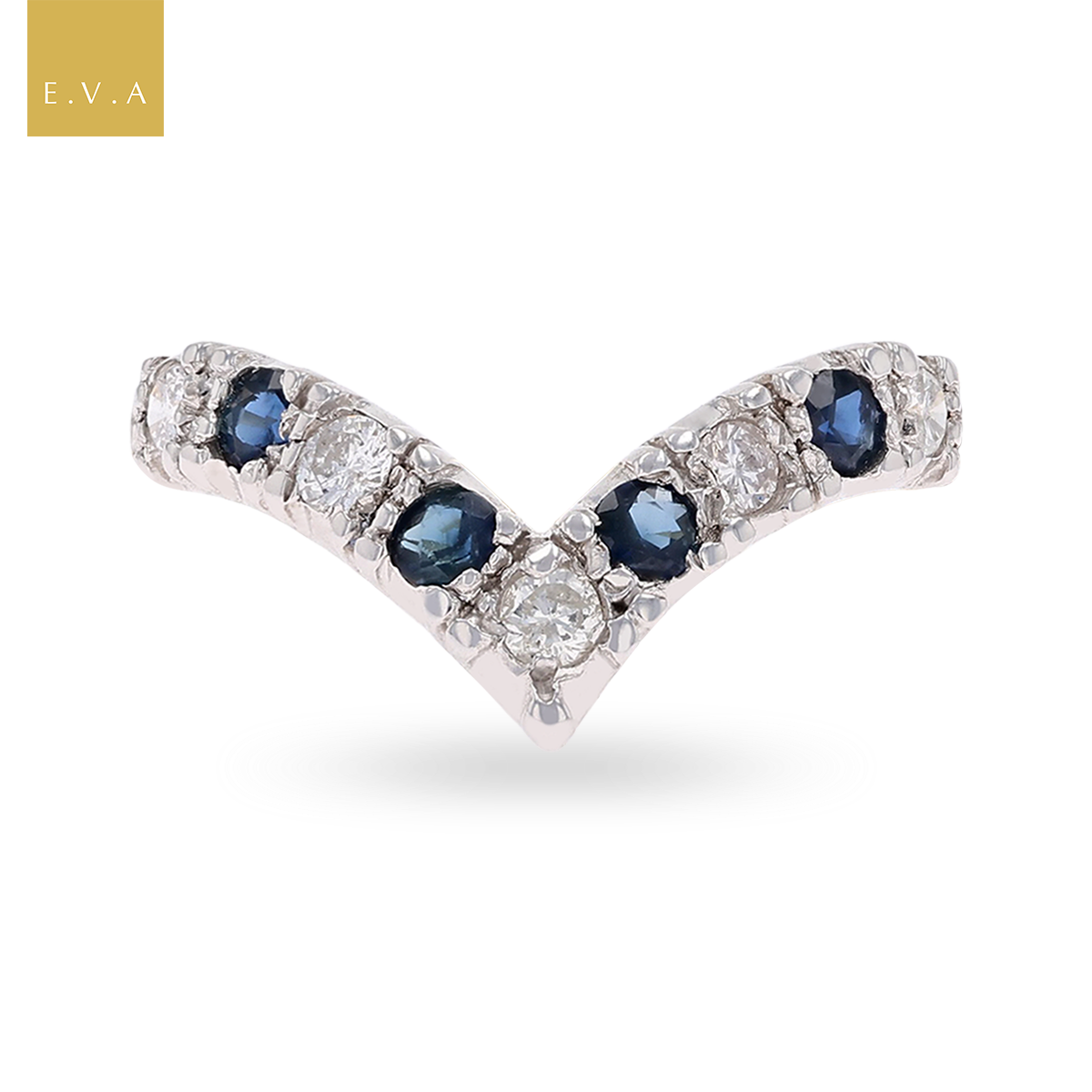 18ct Yellow Gold Diamond & Sapphire Wishbone Eternity Ring
