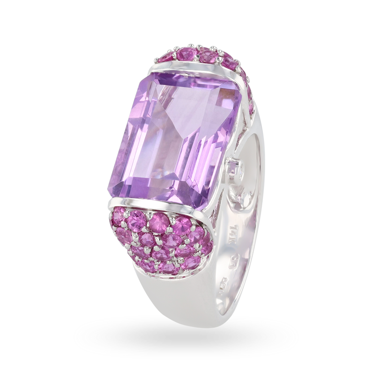 14ct White Gold Amethyst & Pink Sapphire Cocktail Ring
