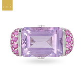 14ct White Gold Amethyst & Pink Sapphire Cocktail Ring