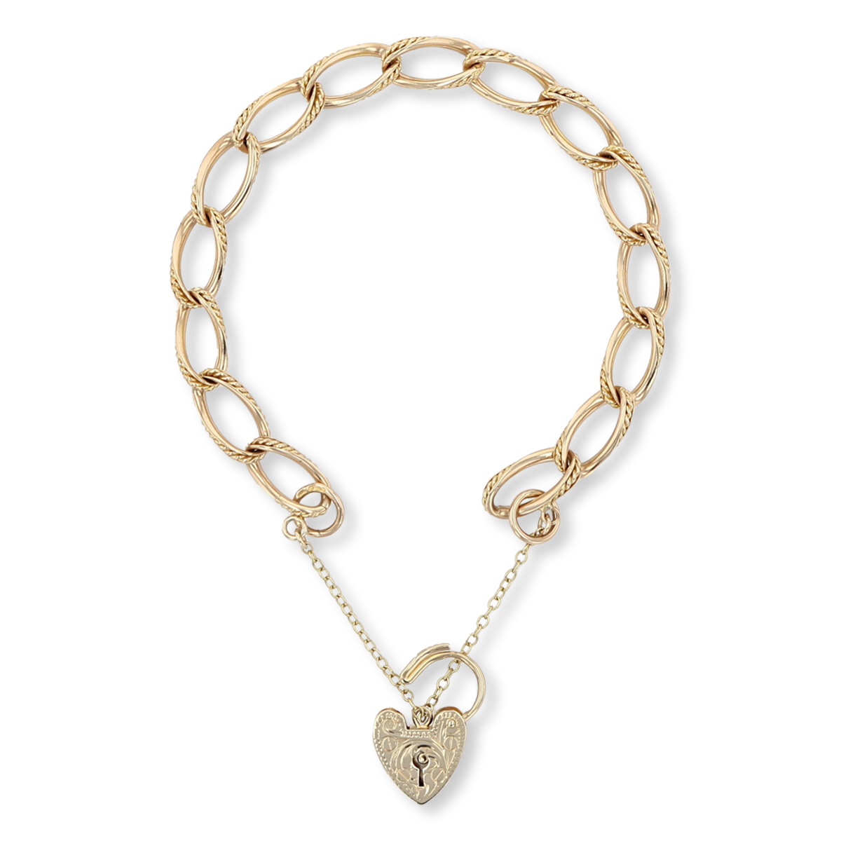 9ct Yellow Gold Fancy Link Charm Bracelet