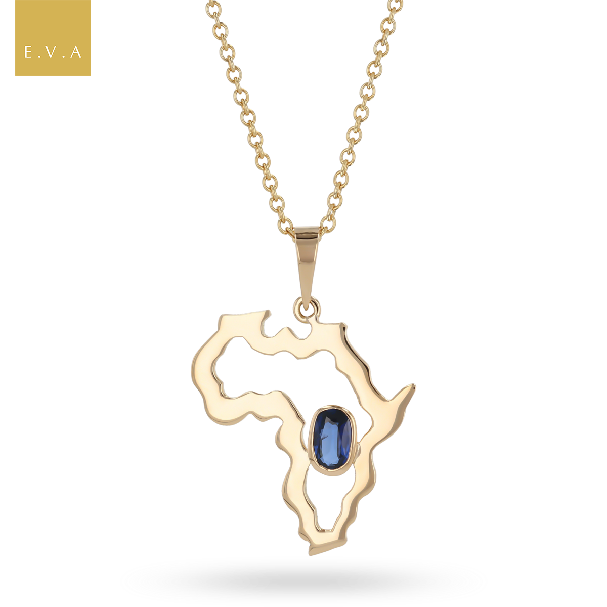 18ct Yellow Gold Africa Sapphire Pendant & Chain