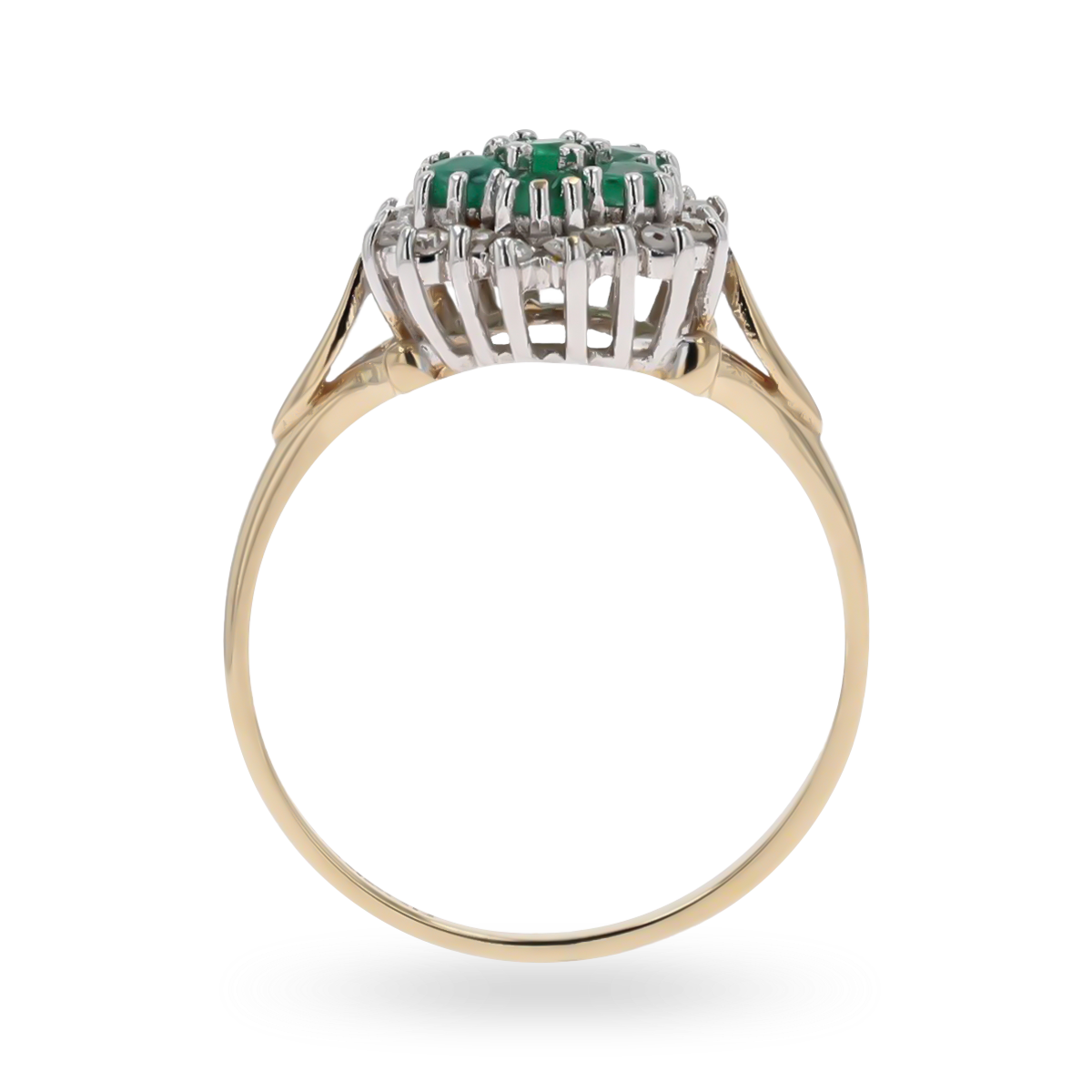9ct Yellow Gold "Victoriana" Emerald & Diamond Cluster Ring