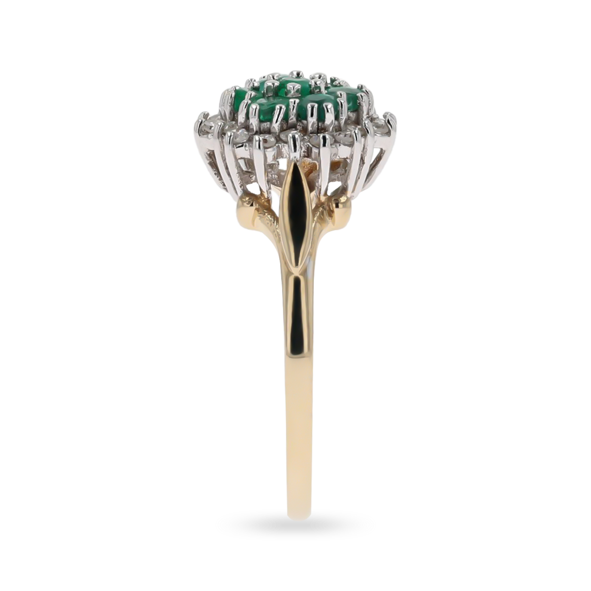 9ct Yellow Gold "Victoriana" Emerald & Diamond Cluster Ring