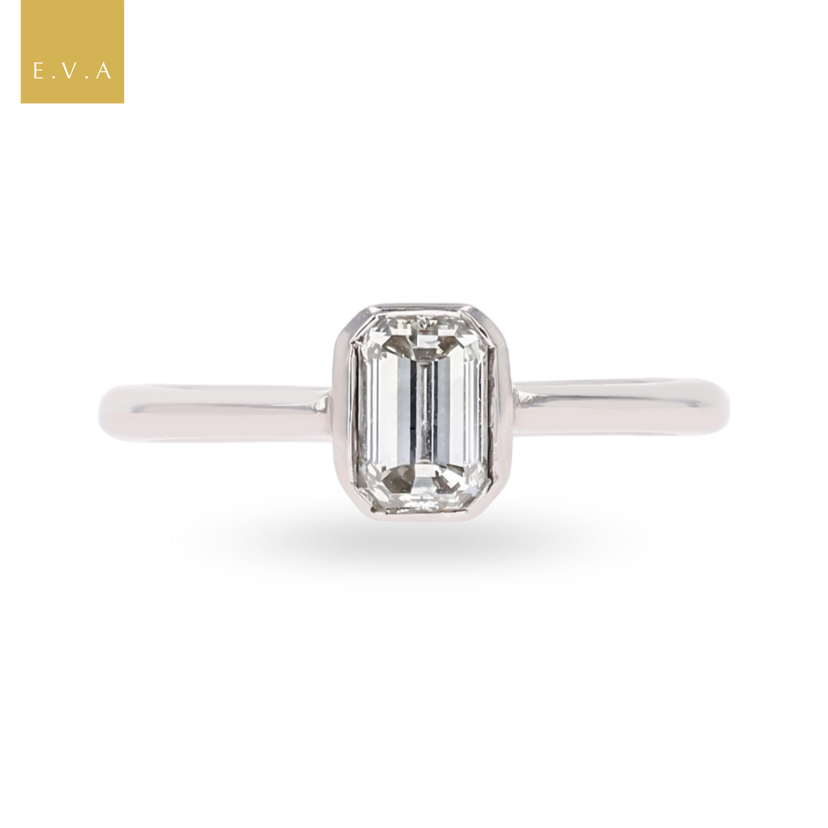 18ct White Gold Emerald Cut 0.60ct Diamond Solitaire Ring