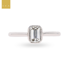 18ct White Gold Emerald Cut 0.60ct Diamond Solitaire Ring