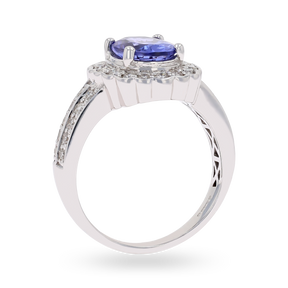 14ct White Gold Oval 1.50ct Tanzanite & 1.00ct Diamond Cluster Ring