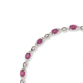 18ct White Gold Ruby & Diamond Set Sweetie Bracelet