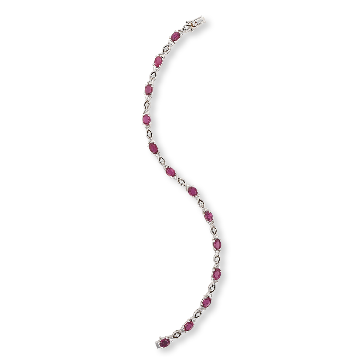 18ct White Gold Ruby & Diamond Set Sweetie Bracelet