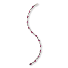 18ct White Gold Ruby & Diamond Set Sweetie Bracelet