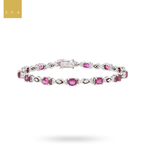 18ct White Gold Ruby & Diamond Set Sweetie Bracelet