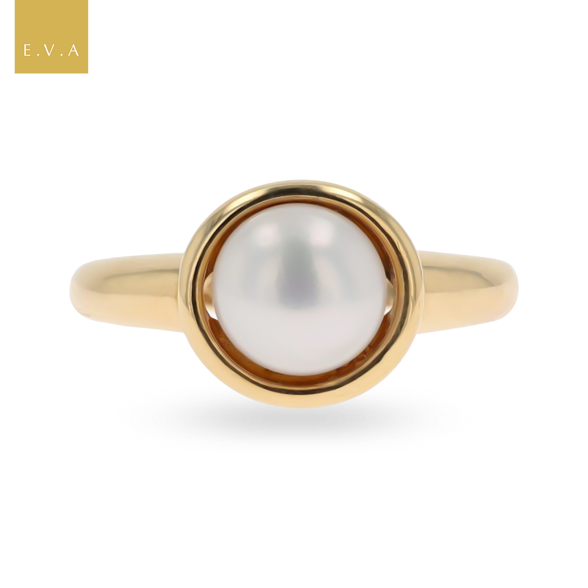18ct Yellow Gold Cultured Button Pearl Solitaire Ring