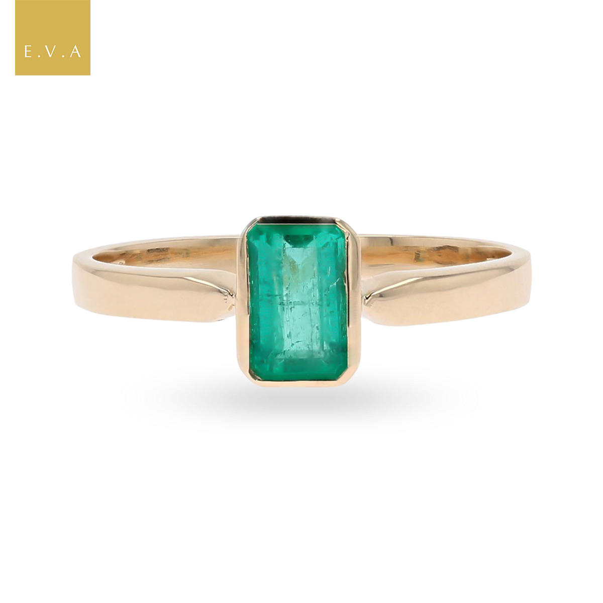 14ct Yellow Gold Emerald Solitaire Ring