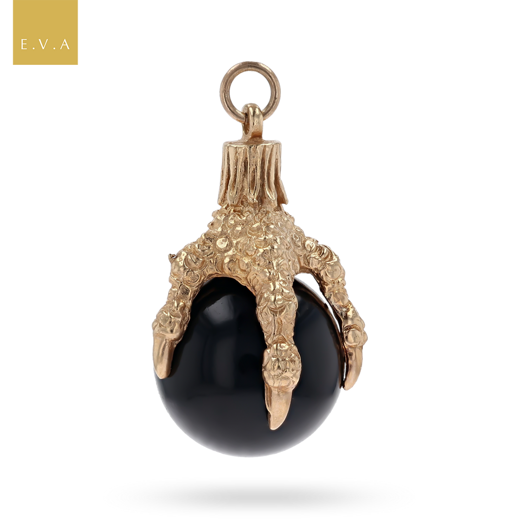 9ct Yellow Gold Hand of God Onyx Eagle Claw Pendant