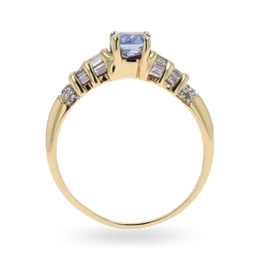 18ct Yellow Gold Sapphire & Diamond Triple Tier Ring