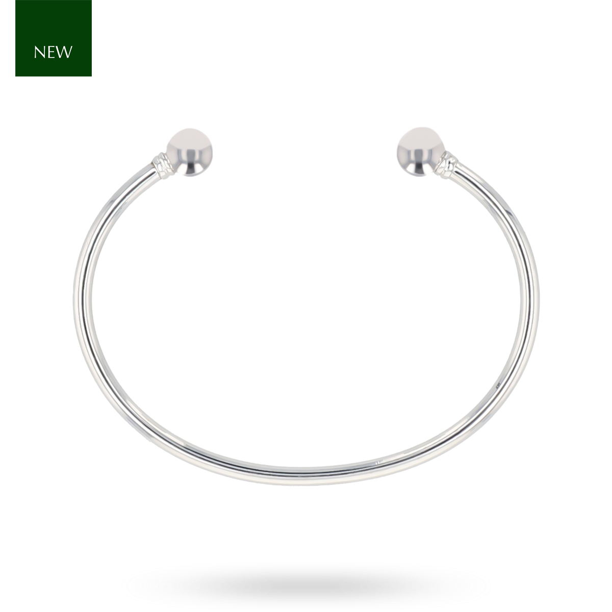 9ct White Gold 2.5mm Wide Torque Bangle 