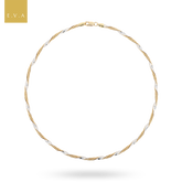 18ct Yellow & White Gold Herringbone & Beaded Twist Link Necklace