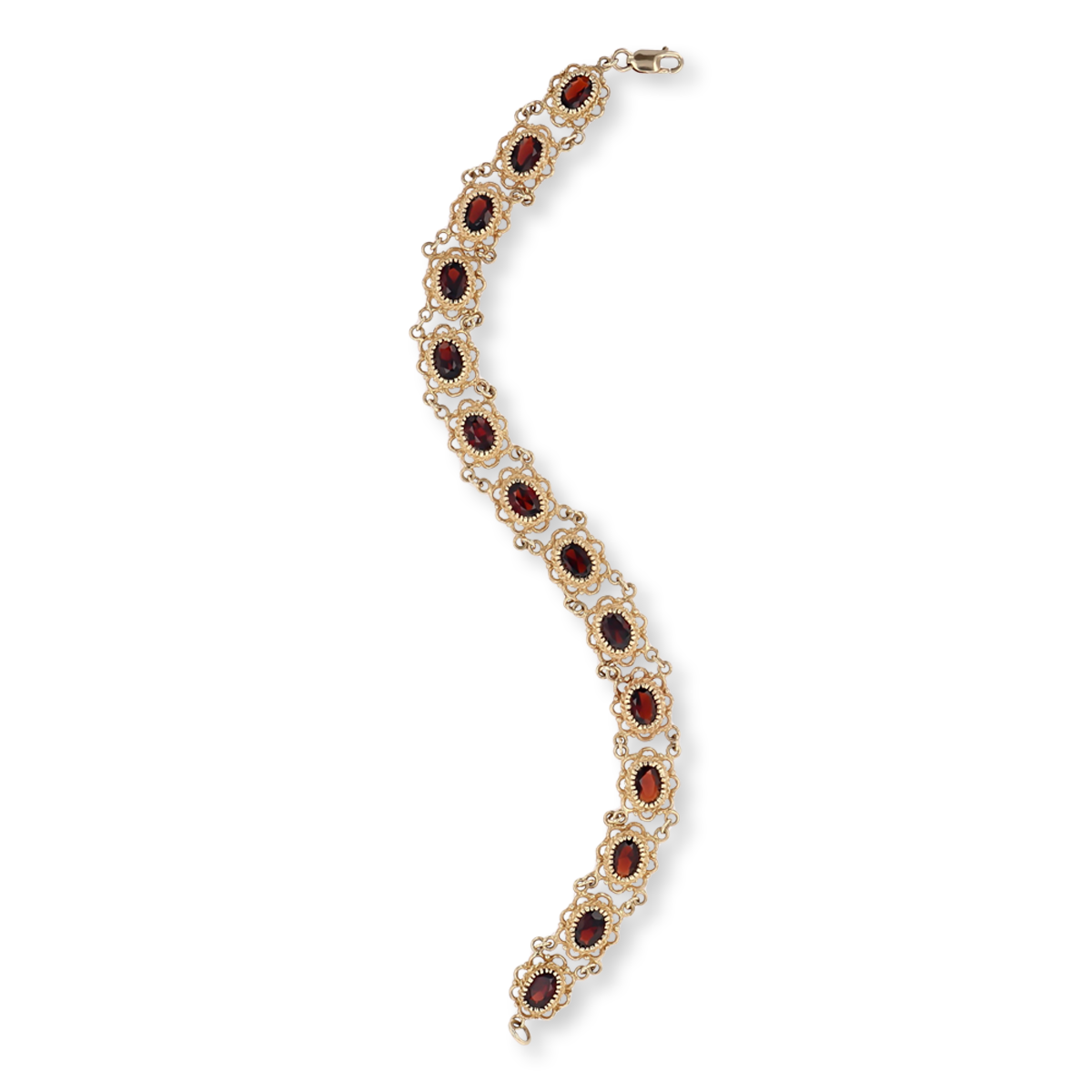 9ct Yellow Gold Victorian Style Garnet Bracelet