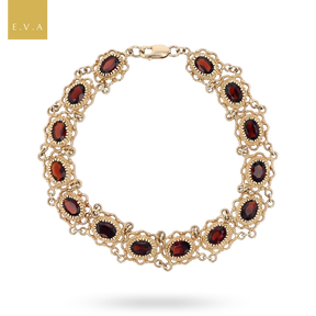 9ct Yellow Gold Victorian Style Garnet Bracelet