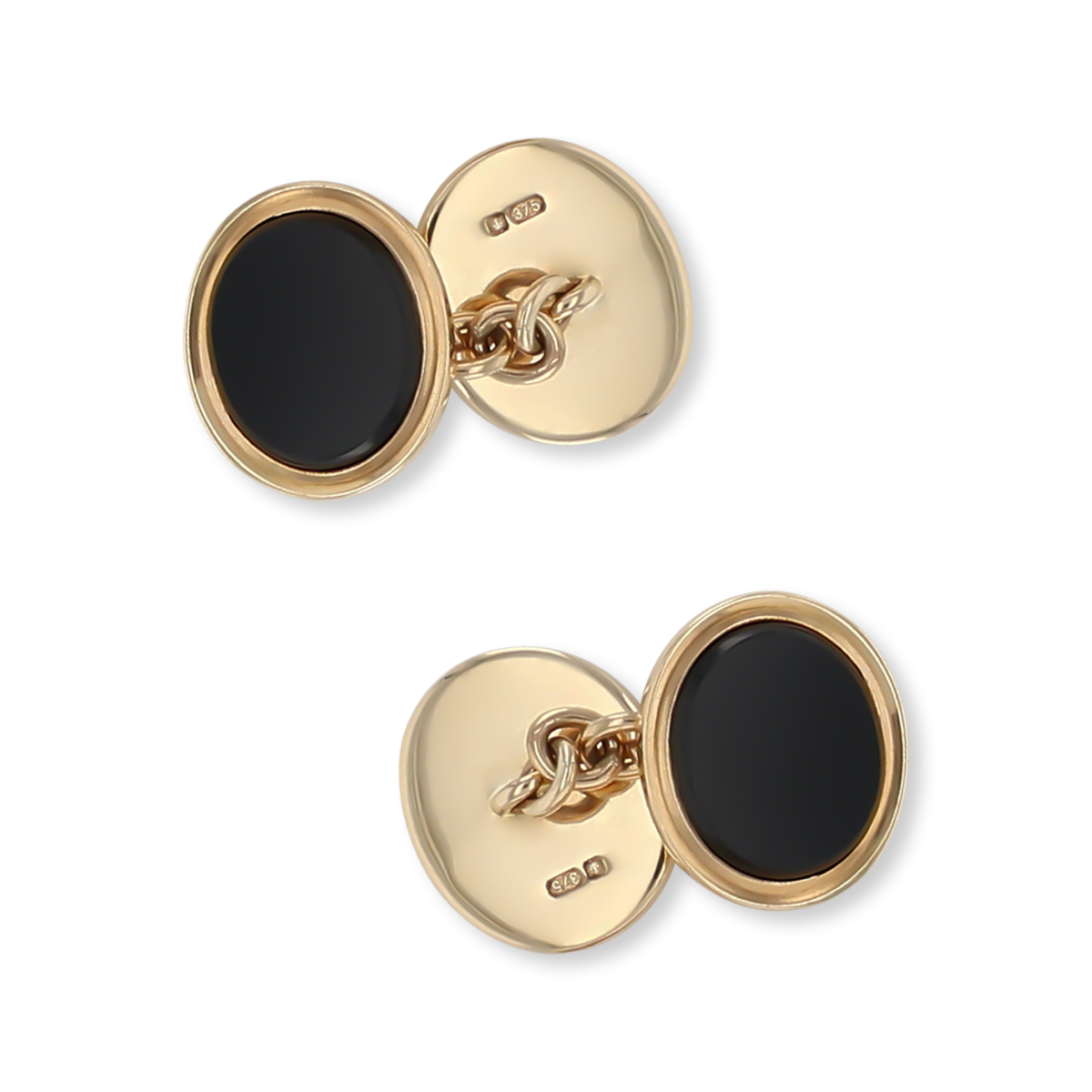 9ct Yellow Gold Onyx Oval Cufflinks