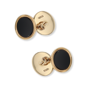 9ct Yellow Gold Onyx Oval Cufflinks