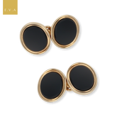 9ct Yellow Gold Onyx Oval Cufflinks