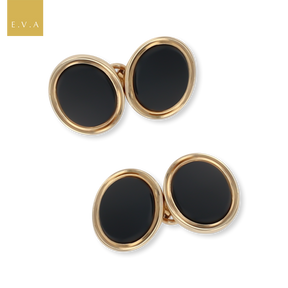 9ct Yellow Gold Onyx Oval Cufflinks