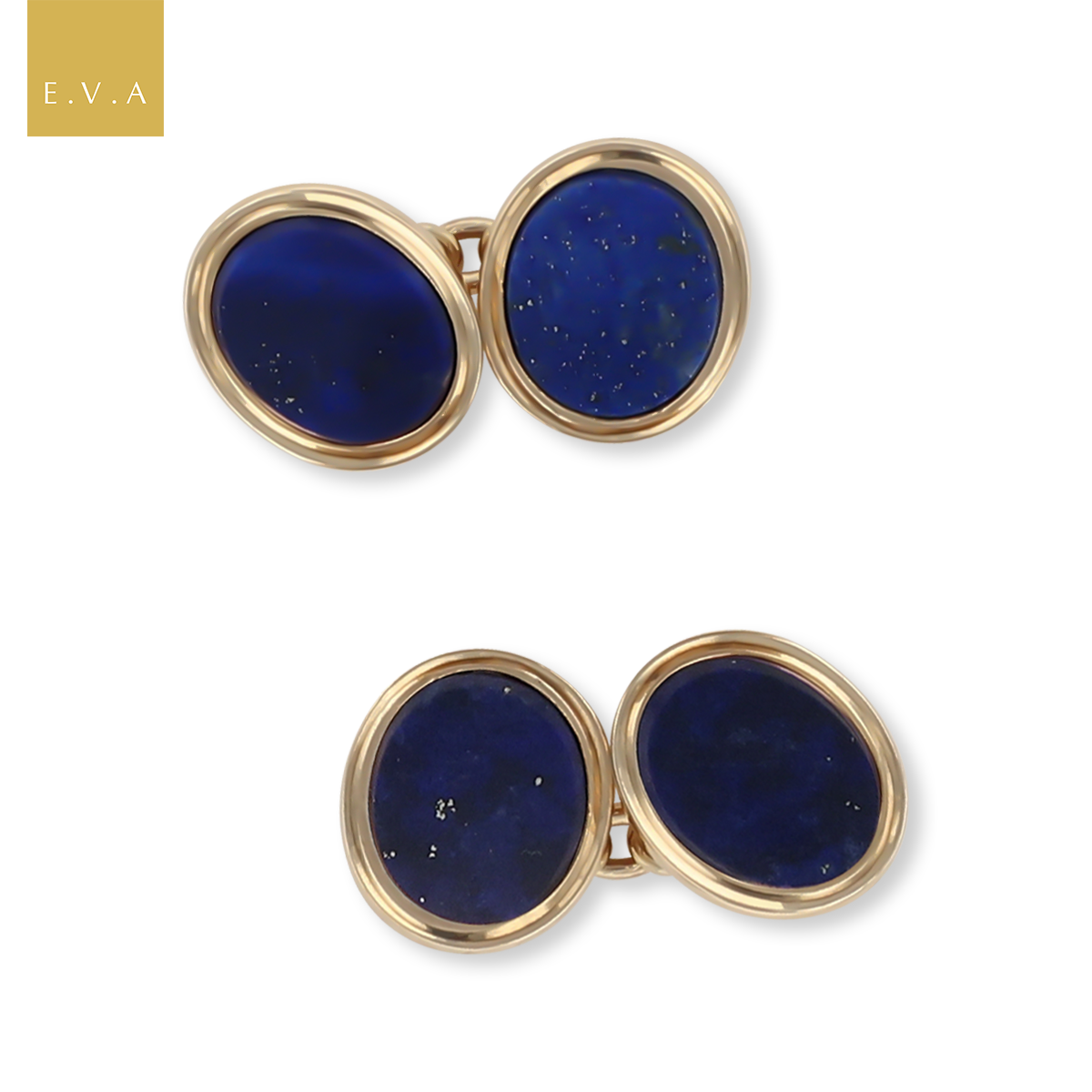 9ct Yellow Gold Lapis Lazuli Oval Cufflinks