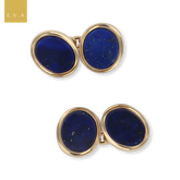 9ct Yellow Gold Lapis Lazuli Oval Vintage Cufflinks