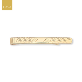 9ct Yellow Gold Diamond Cut Patterned Tie Bar