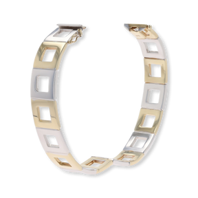 9ct Yellow & White Gold Square Link Hinged Bangle