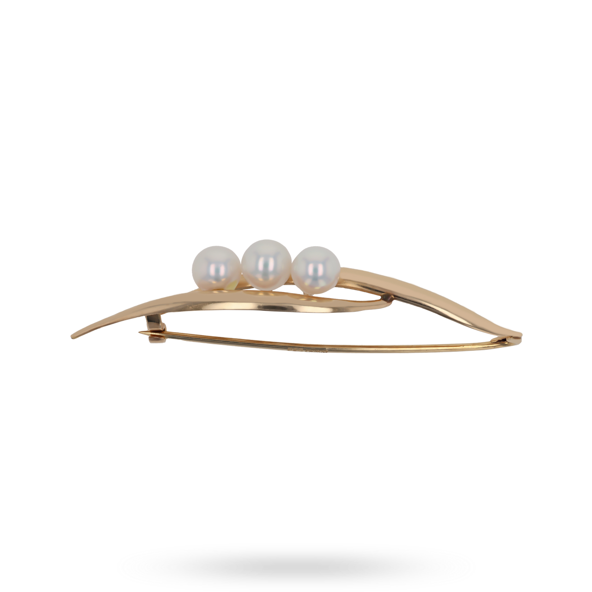 14ct Yellow Gold Triple Cultured Pearl Brooch