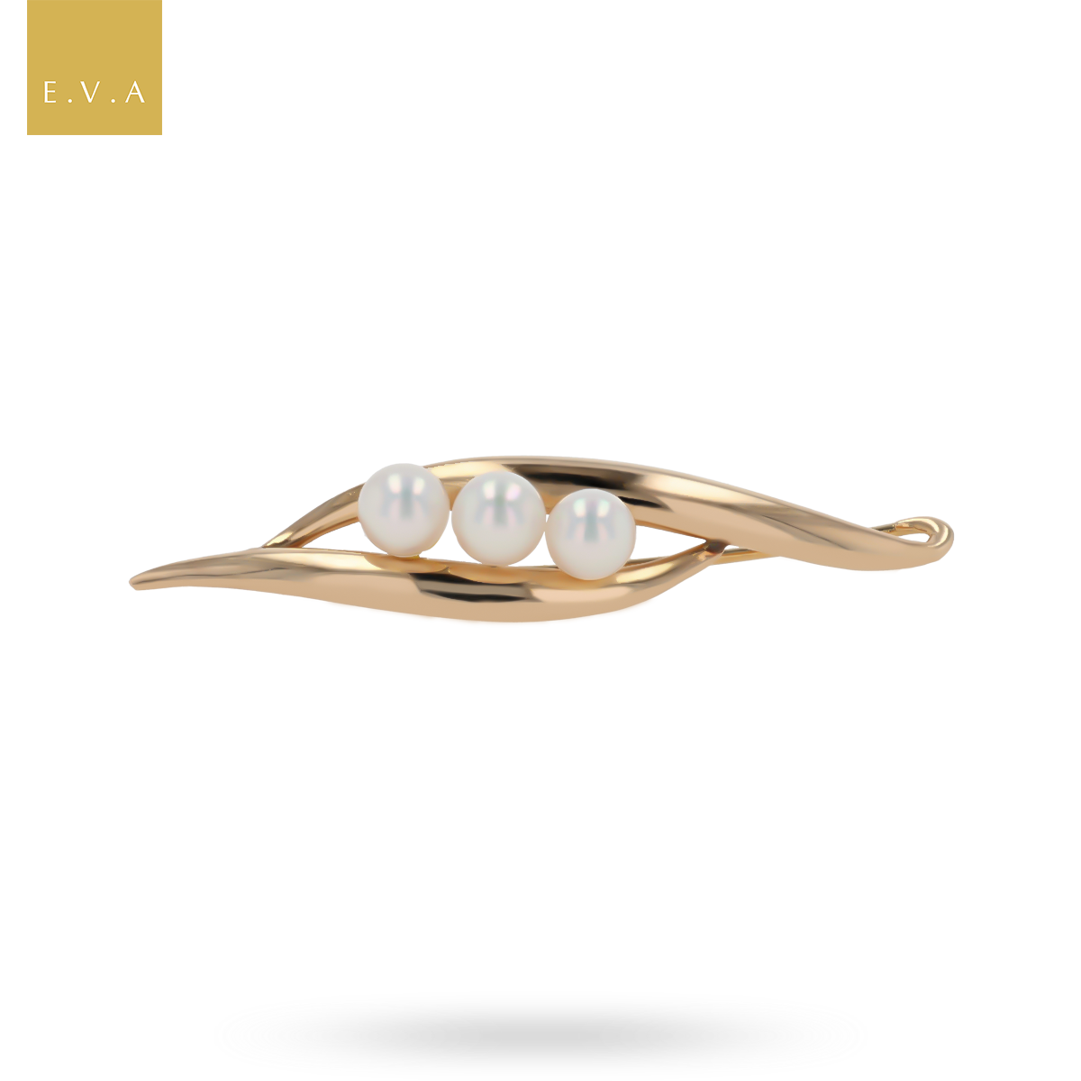 14ct Yellow Gold Triple Cultured Pearl Brooch
