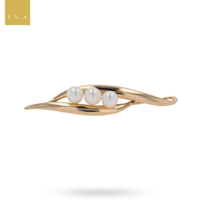 14ct Yellow Gold Triple Cultured Pearl Brooch