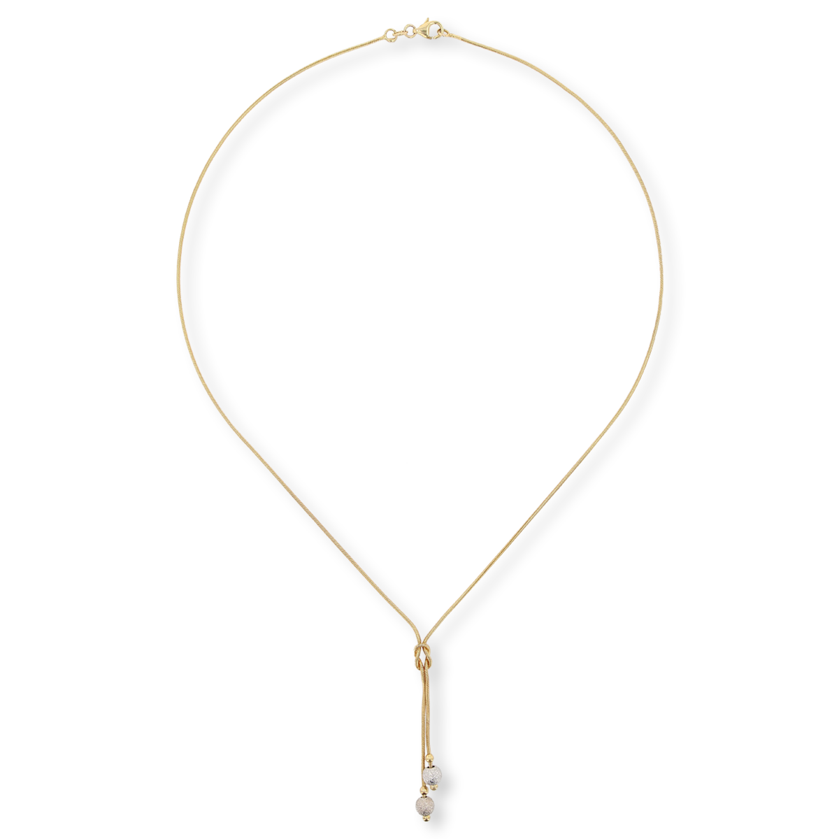 9ct Yellow & White Gold Love Knot Beaded Snake Necklace