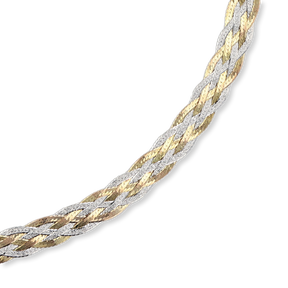 9ct Three Colour Gold Six Plait Herringbone Necklace