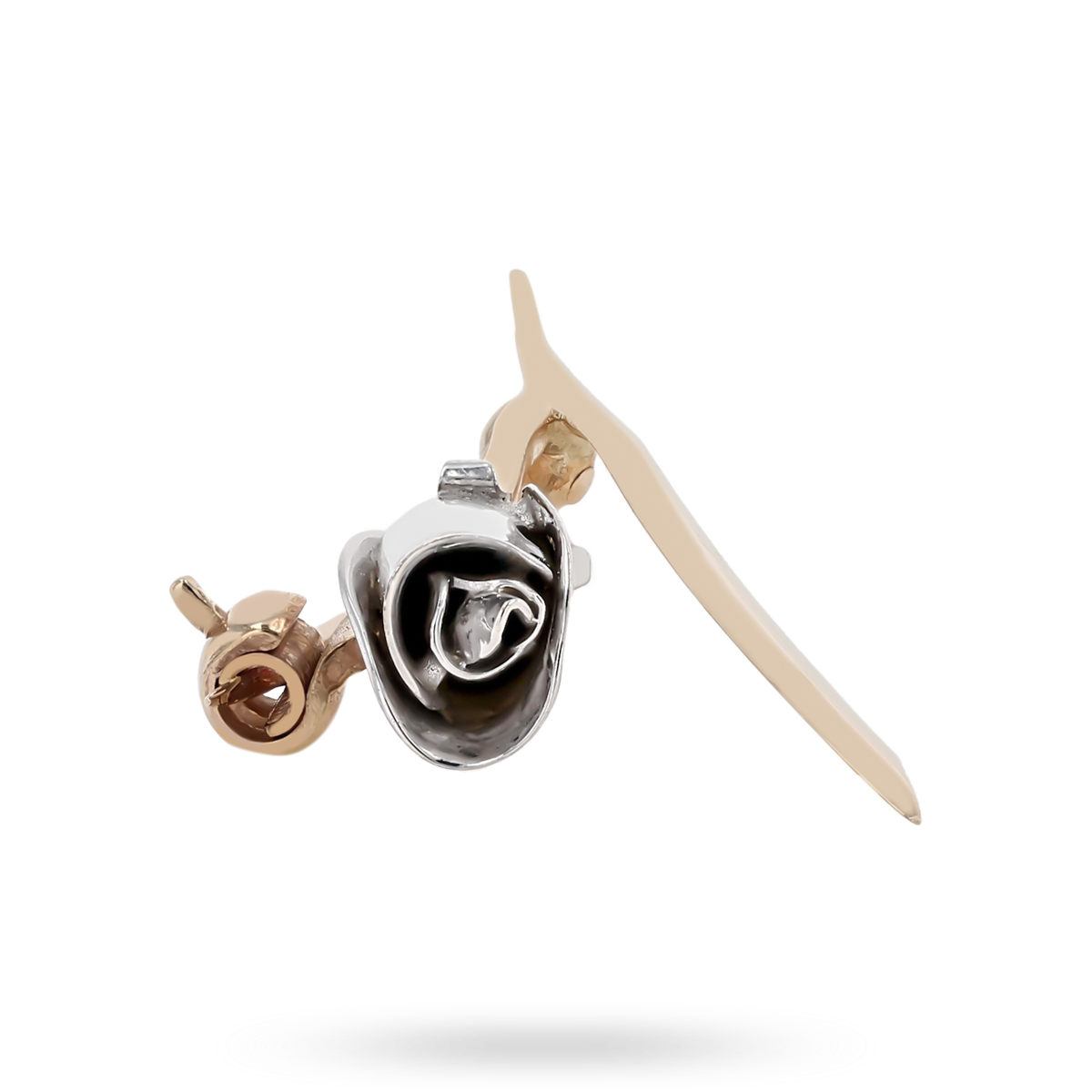 9ct Yellow & White Gold Single Rose Brooch