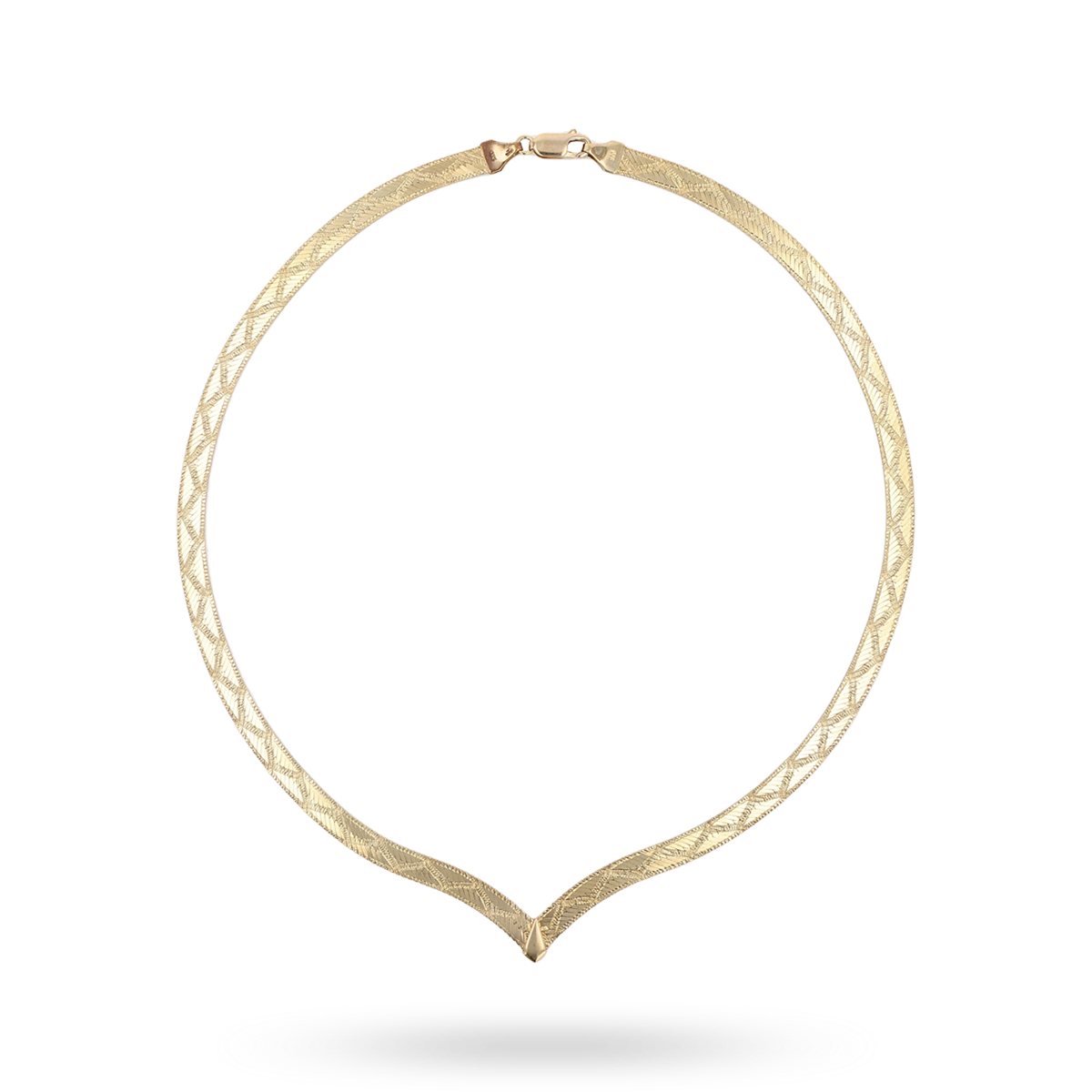 9ct Yellow Gold Two Way Herringbone V-Shape Collarette Necklace